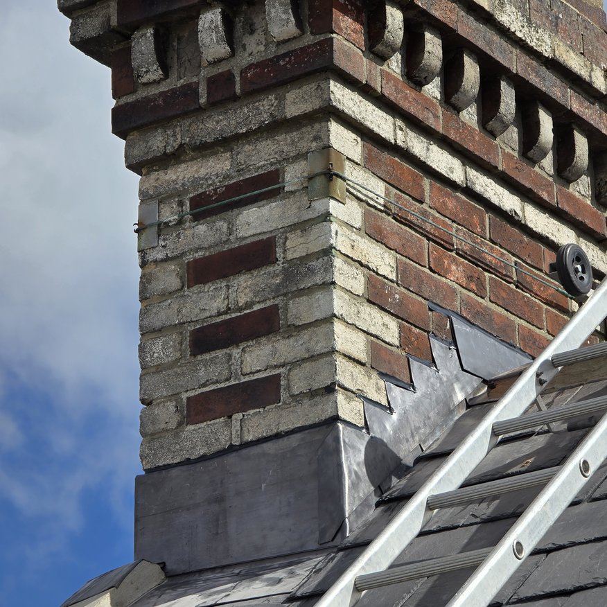 “Heritage chimney step lead flashing.”